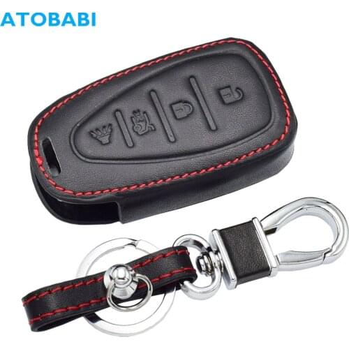 Leather Car Key Case For Chevrolet Bolt Cruze Malibu Camaro 2016-2019 Auto Keychain Bag 4 Buttons Remote Fob Cover Accessories