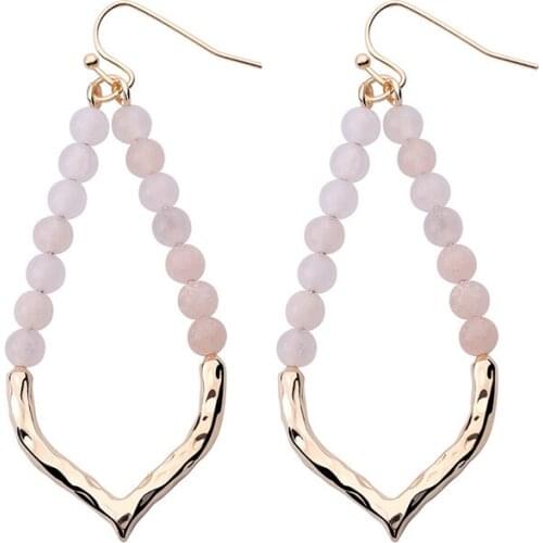 2020 Hot Selling Hollow Out Water drop Natural Stone Drop Earrings Geometric Simple Design Shape Dangle Earrings