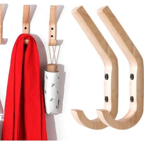 MH003 Oak Wood Creative Bathroom Hook Rack Wall Mount Multipurpose Hallway R7RC
