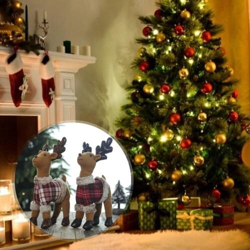 Cute Little Deer Ornaments Christmas Decorations Shop Window Scenery Props Holiday Gift Festival Supplies