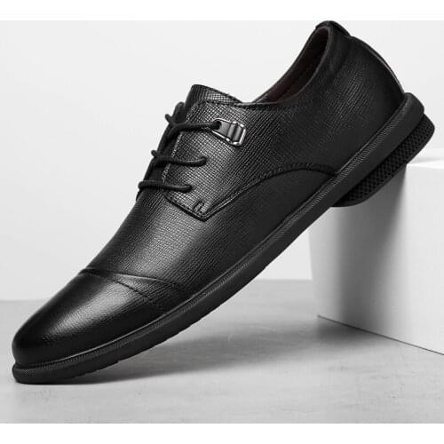Mens shoes Genuine Leather Classic Fashion Luxury men shoes Business Formal Shoes Mans footwear Anti-slip Black shoes