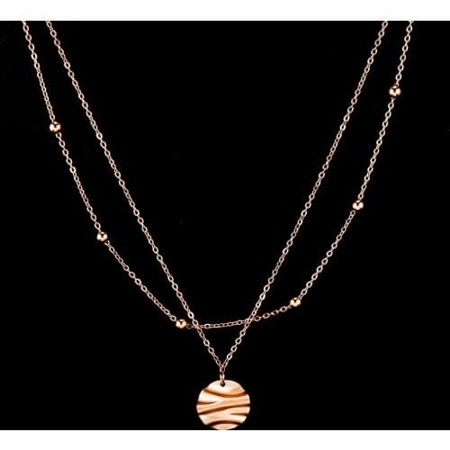 OMKAIMING Design New Irregular Round Pendant Necklace Female Rose Gold Round Bead Accessories DIY Set