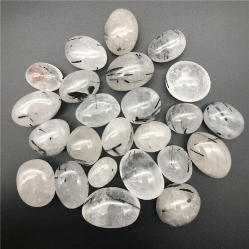 Drop Shipping 100g Natural Black Hair Quartz Rutilated Crystal Polished Reiki Healing Tourmaline Stones Natural Quartz Crystals
