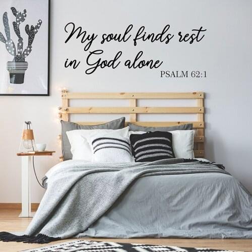 Religious Bible Wall Decals Quotes My soul finds rest in God alone Scripture Psalm Vinyl Wall Decal for Home Bedroom Decor Z959