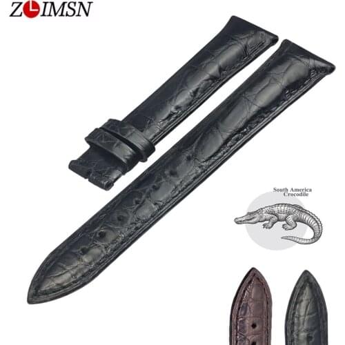 ZLIMSN Double Crocodile Skin Strap Quick Installation Brown Black for Mens Women Luxury Watch Band Size 18mm 20mm 22mm