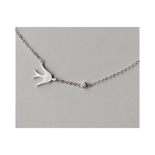Daisies Pure 925 Sterling Silver Cute Bird Swallows Necklaces & Pendants For Women Girls Sterling-silver-jewelry