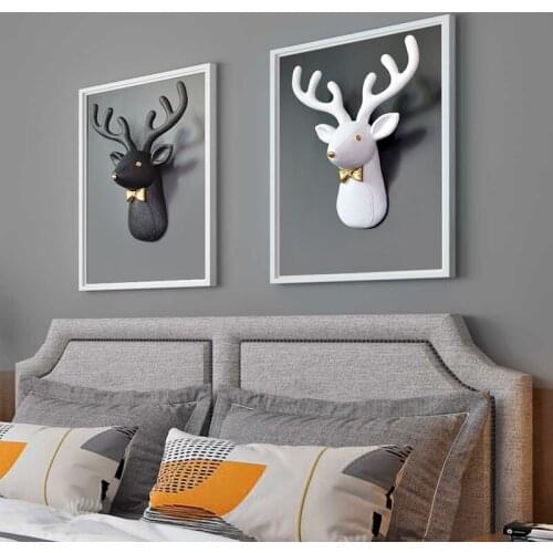 Nordic Deer Wall Decoration Wall Living Room Bedroom Store Background Wall Stereoscopic Q Version Animal Elk Pendant Room Decor