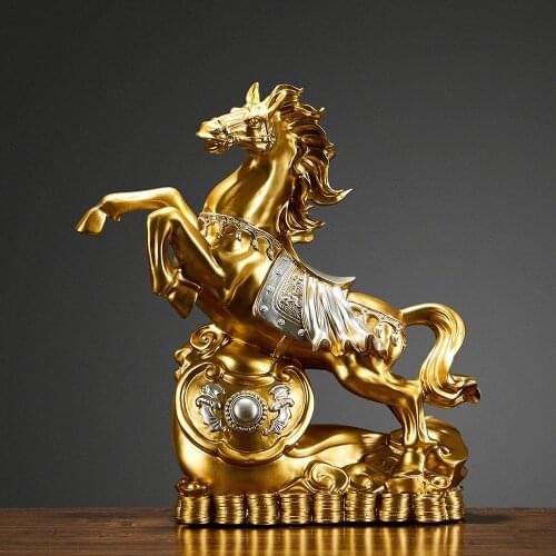 Resin 1Pcs Horse statue Figurines for Interior Chinese style Large Animal Statues Sculpture office Home Decor Christmas gift