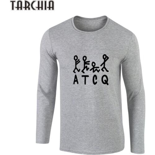 TARCHIA Men T-Shirt Cute ATCQ Printed T Shirt Spring Autumn Long Sleeve Tees Tops Big Size XS-XXL 100% Cotton Tee Shirts