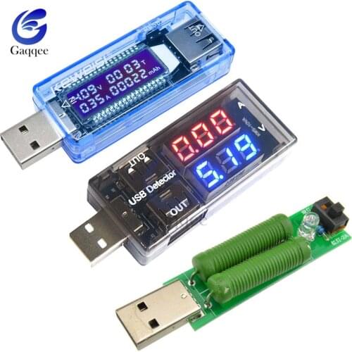 USB Tester DC Digital Voltmeter Amperimetro Voltage Current Meter Detector Power Bank Charger Indicator /Load Resistor/Connector