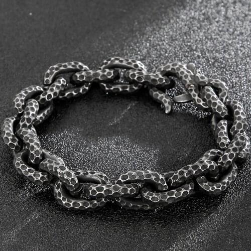 Vintage Man Bracelet Male 316L Stainless Steel Link Chain Mens Boys On Hand Bracelets Mannen Armband Jewelry Gifts For Boyfriend