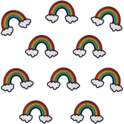 10PCS embroidery rainbow cloud patches for clothing iron on patches applique iron-on patch for clothing stickers for clothes