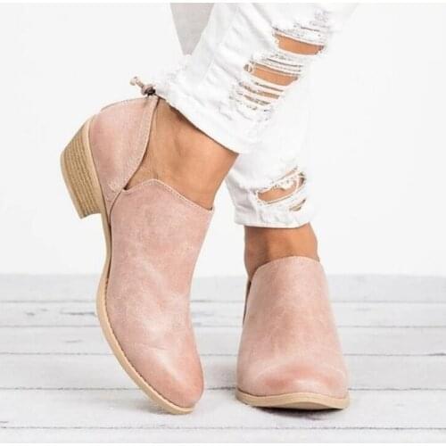 Womens Autumn Boots Shallow Square Heels Female Shoes Suede Leather Casual Ladies Ankle Boots Zipper Woman Shoes Fashion 2021