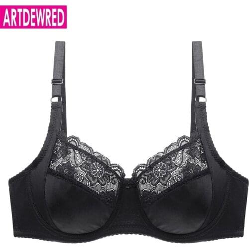 Womens Ultra thin Plus Size Bra Full Coverage Sexy Soft Underwire Lace Padded Brassiere Minimizer Bh Bras