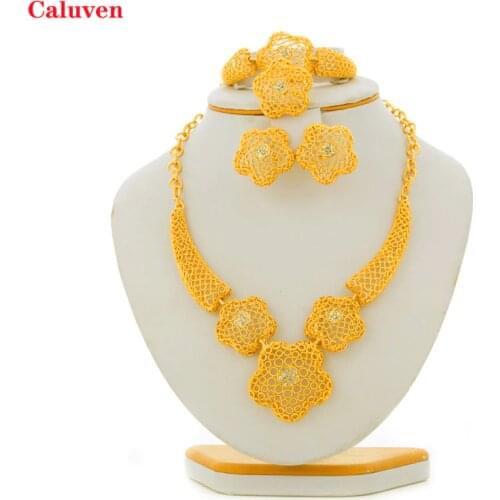 Gold Color Ethiopian African Dubai Jewelry Sets Eritrea Habesha Sudan Necklace sets Bride Wedding Jewelry for Women