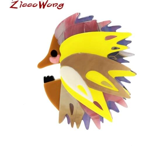 ZiccoWong New Design Cartoon Colorful Hedgehog Brooch Pins For Women Men Lovely Animal Badge Lapel Backpack Party Fashion Gift
