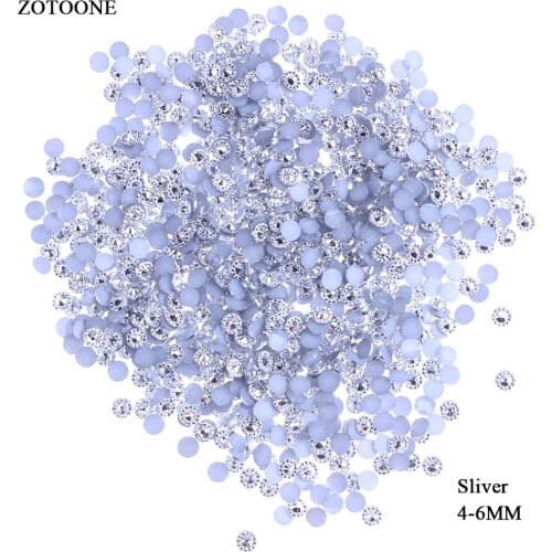 ZOTOONE 1000PCS Glitter Rhinestones Crystal 4-6MM Non Hot Fix FlatBack Strass Sewing &Fabric Garment Rhinestone Nail Stone E