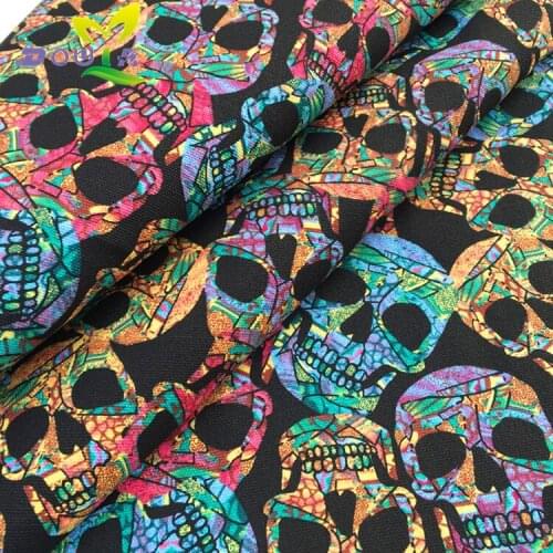 1 yards / colorful skull printed canvas DIY handmade fabric cloth curtain sofa table cloth cushion pillow bag