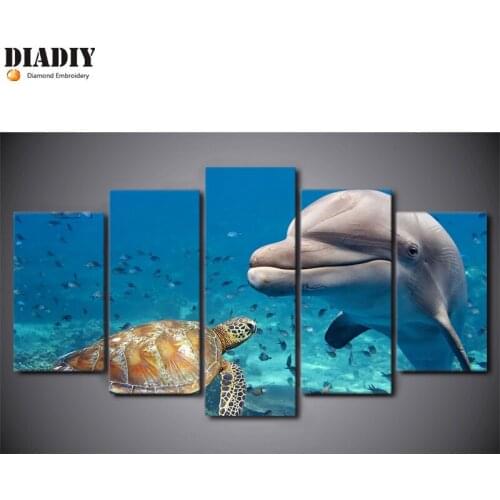 5pc Full Square&round drill 5D DIY Diamond embroidery Dolphins Diamond Painting Cross Stitch Rhinestone Mosaic decor gift