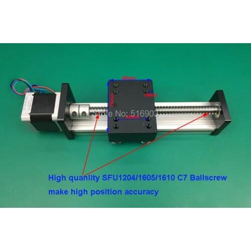 500mm Effctive Travel Length SFU1204 1605 1610 C7 16mm 12mm Ballscrew Linear Motion Guide Rail Slide Sliding Table SGK+57 Motor
