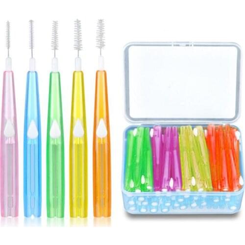 60pcs Toothpick Brushes Tooth Flossing Head Oral Hygiene Brush Optional Sizes