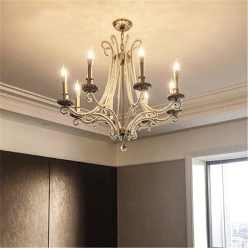 American Country Chandelier Living Room Villa French Restaurant Hotel Lamps Retro Candle Bedroom Decoration crystal lamp