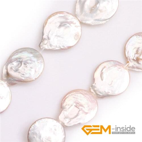 23x26mm&22x28mm Big Large Coin Natural Freshwater Cultured Pearls Beads DIY Loose Beads for Jewelry Making Strand 15 Inches