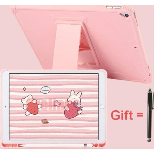 For iPad Air 1 2 3 Case 10.2 7th iPad 9.7 2018 2017 Case Pro 9.7 10.5 Silicon Cover Mini 4 5 Stand Kid cases Pencil Holder Cover