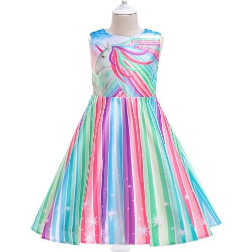 Flower Girls Dress Costumes Wedding Party Clothes Mermaid Colorful Gown Princess Halloween Children Dress for 4-10Y