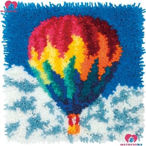 Diy Latch Hook kits Cushion hot air balloon Handmade 3d Printed Canvas diy Latch Hook Rug Kits Home decor Unfinished accessories
