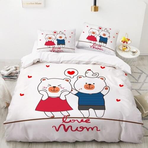 Animal Cartoon Kids Bedding set for children baby girls Duvet cover set pillow case Bed linens Quilt cover 240x220 140x200 Mom