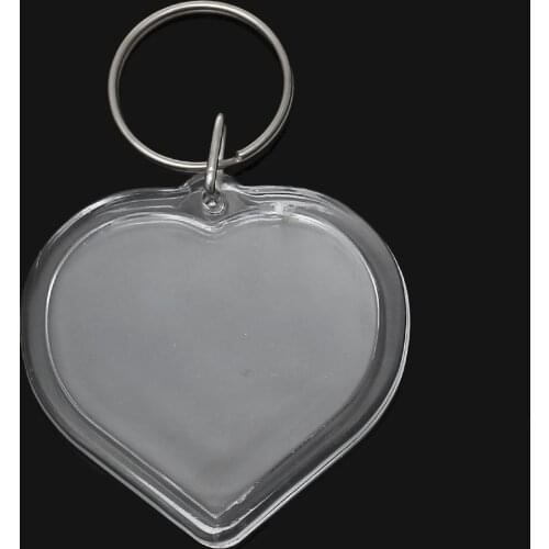 DoreenBeads Acrylic Key Chains Heart(Fit Photo Setting)White Keychain 7.8cm x 5.0cm,10 PCs