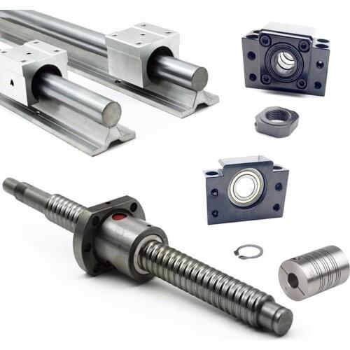 RM1605-350/750/1050mm Ballscrews + SBR20 Linear Rail + BK/BF12 + Couplings