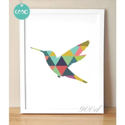 Geometric Flying Woodpecker Canvas Art Print Painting Poster, Wall Pictures For Home Decoration, Frame not include 237-37