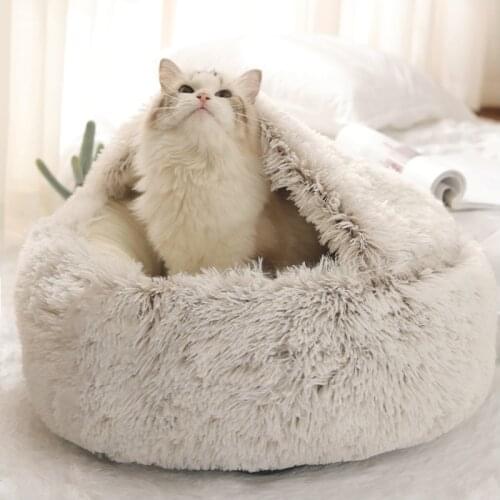 Gradual Round Plush Cat Sofa Bed Cat Bed Mats Pet Cat Kennel Dog Bed House Warm Sleeping Nest Cushion Thick Cotton Cat Sofa Bed