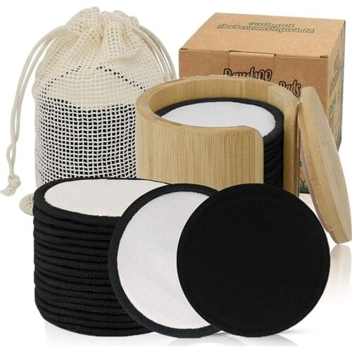 16 Pack Reusable Bamboo Cotton Makeup Remover Pads Face Skin Cleaner Beauty Tools For Remover Eye Shadow, Lipstick, Foundation