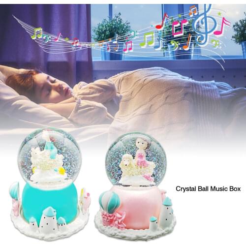 Resin Music Box Crystal Ball Snow Globe Glass Lights Valentines Day Gift With Lights Resin Snow Globe Crafts Desktop Decoration