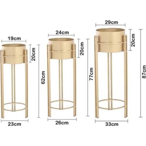 Plant Stand Set - 3-Piece Modern Planter with Tall Metal Stand - Decorative Standing Flower Pot Holder Indoor Outdoor Garden Pat