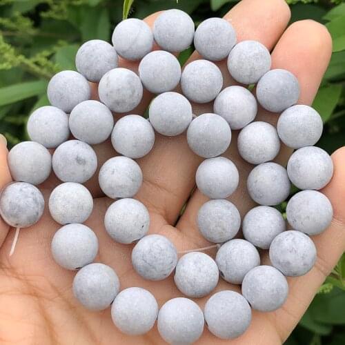 Natural Matte Frosted Gray Jades Stone High Quality Round Loose Spacer Beads For Jewelry Making 6/8/10/12mm DIY Woman Bracelets