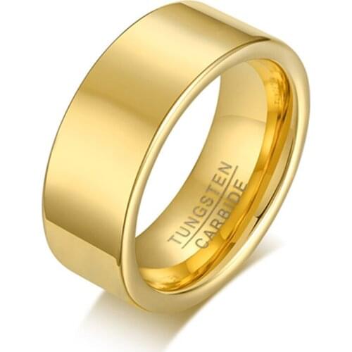 2021 New Tungsten Steel Ring Glossy Flat Ring Gold Fashion Trendy Mens Ring Does Not Change Color Is Not Afraid Of Scratches