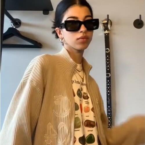 New Women Stand-up collar zipper Middle length Cardigan Sweater Long Sleeve Knit Shrug Crop Knit Tops Outwear Top women Sweater