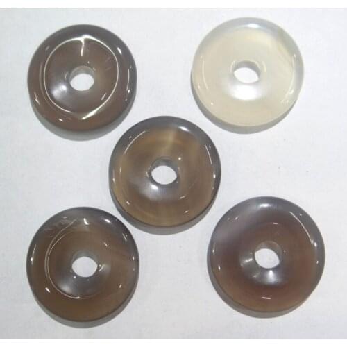 Wholesale 12pcs 30mm Natural Gray agates picture jaspers stone Donuts Pendant Circle Round Peace Buckle For Jewelry making