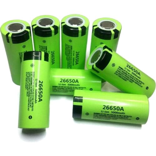 Original, 3.7v, 5000mah gtf 100% pile, for panasonic 26650a, high capacity, 26650 li-ion, refillable, for flashlight led led