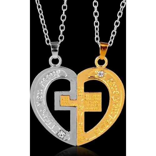Fashion Couple Necklace Two Halves Of Heart Pendant Key And Lock Necklace Valentines Gifts