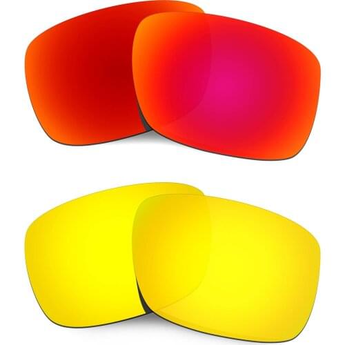 HKUCO For Drop Point Sunglasses Polarized Replacement Lenses - Red&Gold 2 Pairs