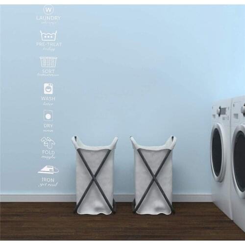 The rules of laundry wall decals laundry stickers pattern Wash Dry Fold Iron For Laundry Room Vinyl Wall Quote Sticker ph841