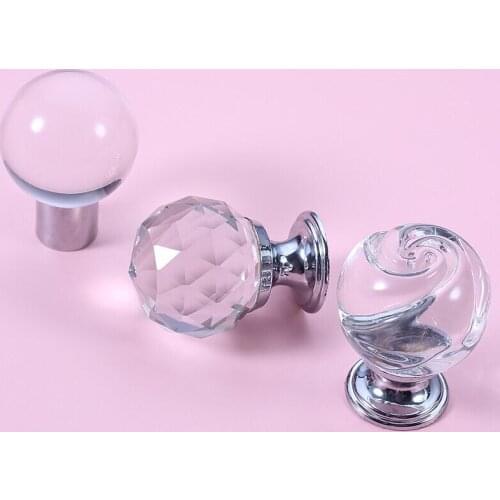 Crystal Diamond Furniture Cabinet Drawer Door Pull Knob Transparent Zinc European Kitchen Cupboard Wardrobe Dresser Handle