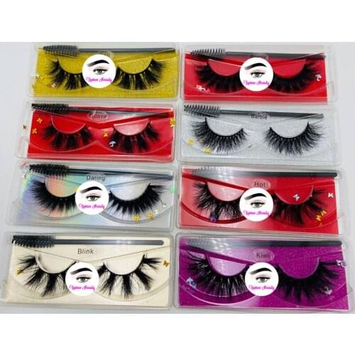 YioWio 5D Logo Label Printed Makeup Fluffy 15MM20MM Real Mink Eyelashes With Brush Fauc Cils Cilios Sexy Mink Lashes Vendor