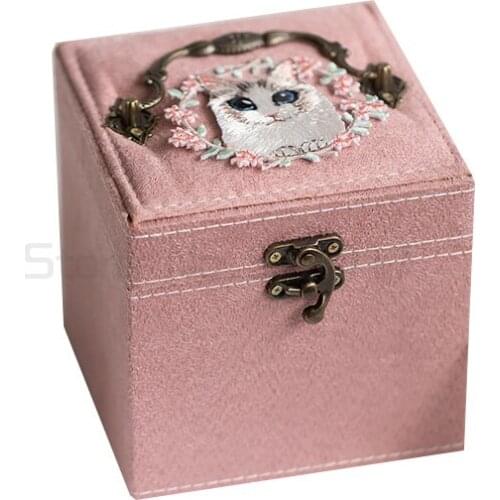 Jewelry storage box flannelette Chinese jewelry box gift best friend Chinese style earrings jewelry box