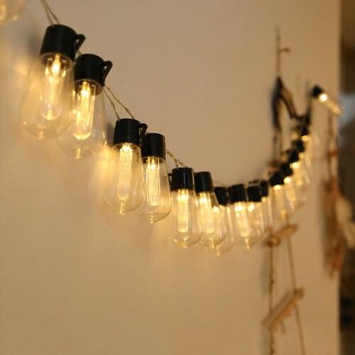 LED Solar String Lights USB Battery Power IP65 Waterproof Edison Bulb String Garland Light For Christmas Garden Patio Decoration